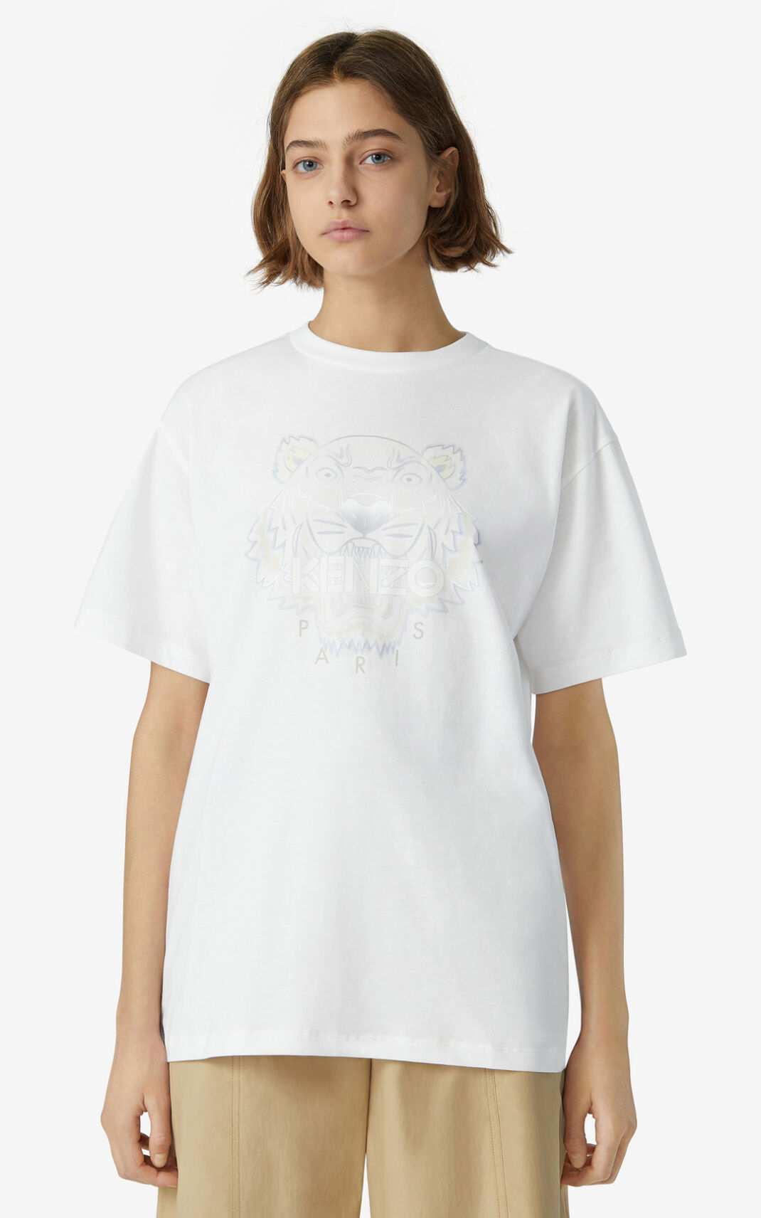 Kenzo Oversize Tiger T-shirts Dame - Hvide DK-533818